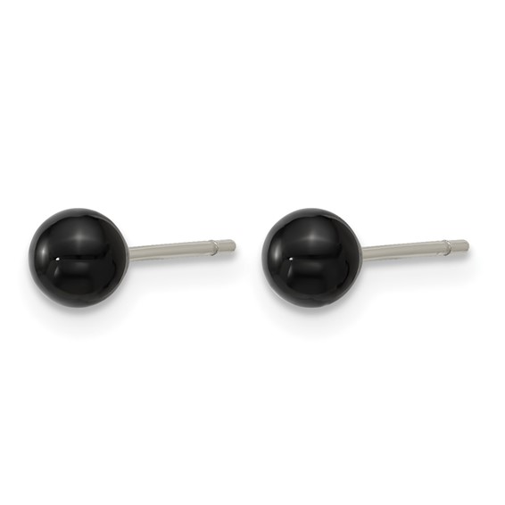 Stainless Steel Polished Black Onyx 4.25mm Post Earrings