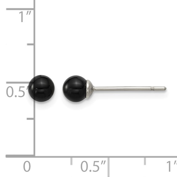 Stainless Steel Polished Black Onyx 4.25mm Post Earrings