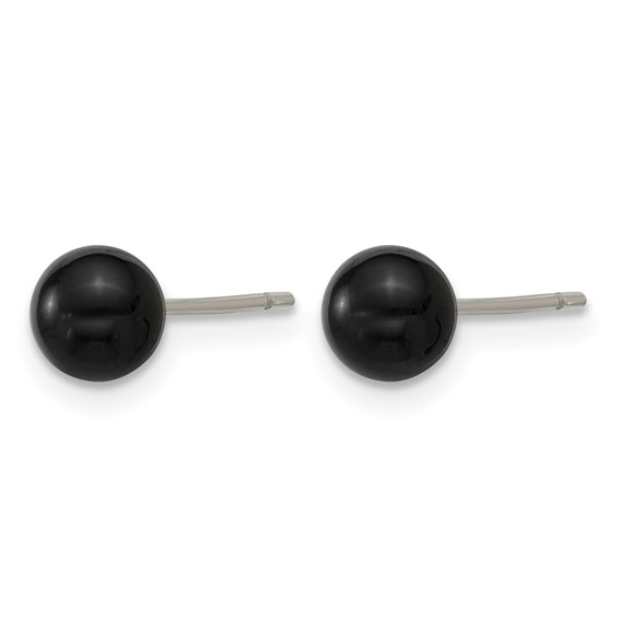 Stainless Steel Polished Black Onyx 5.25mm Post Earrings