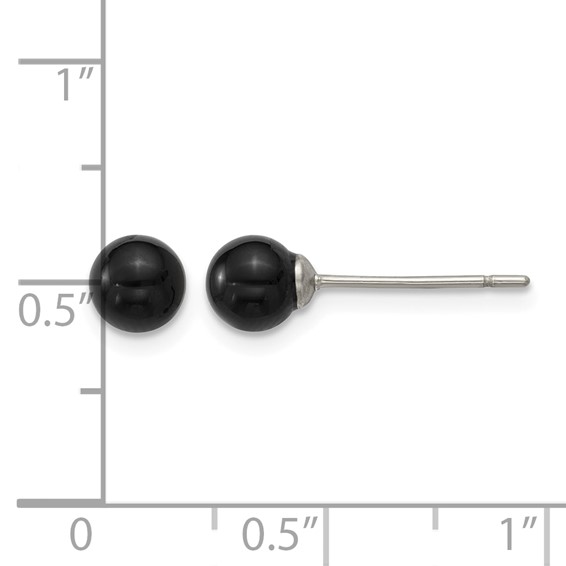 Stainless Steel Polished Black Onyx 5.25mm Post Earrings
