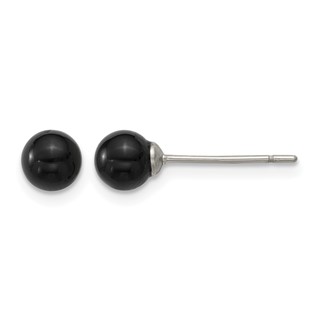 Stainless Steel Polished Black Onyx 5.25mm Post Earrings
