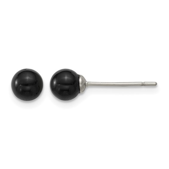Stainless Steel Polished Black Onyx 5.25mm Post Earrings