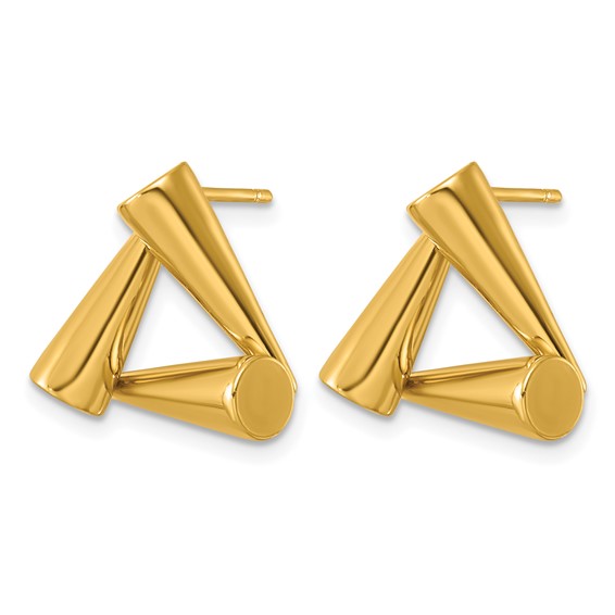 Stainless Steel Polished Yellow IP-plated Triangle Post Earrings