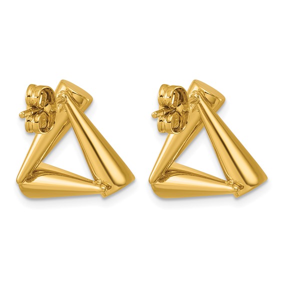 Stainless Steel Polished Yellow IP-plated Triangle Post Earrings