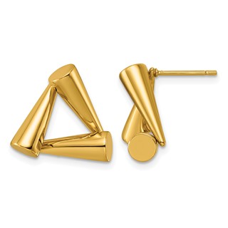 Stainless Steel Polished Yellow IP-plated Triangle Post Earrings