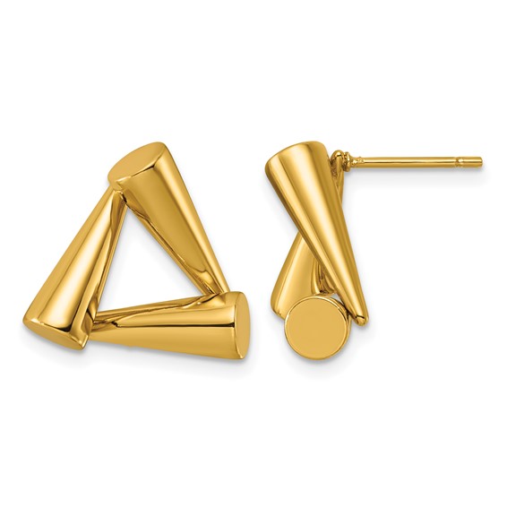 Stainless Steel Polished Yellow IP-plated Triangle Post Earrings