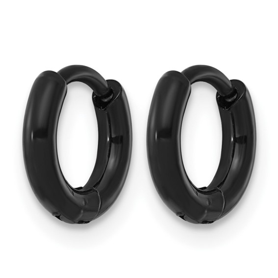 Stainless Steel Polished Black IP-plated Huggie Hoop Earrings