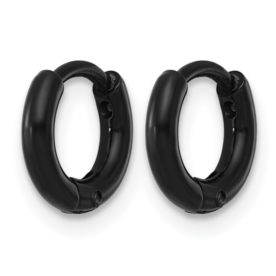 Stainless Steel Polished Black IP-plated Huggie Hoop Earrings