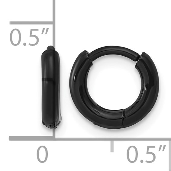 Stainless Steel Polished Black IP-plated Huggie Hoop Earrings