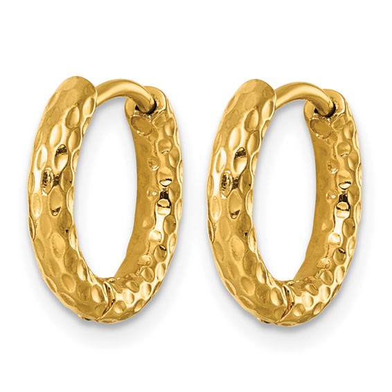 Stainless Steel Polished Yellow IP-plated D/C Hinged Huggie Hoop Earrings