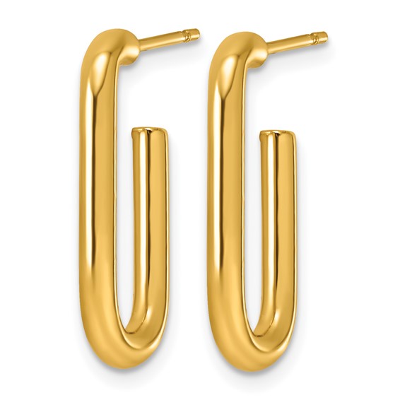 Stainless Steel Yellow Tube Oval J-Hoop Earrings