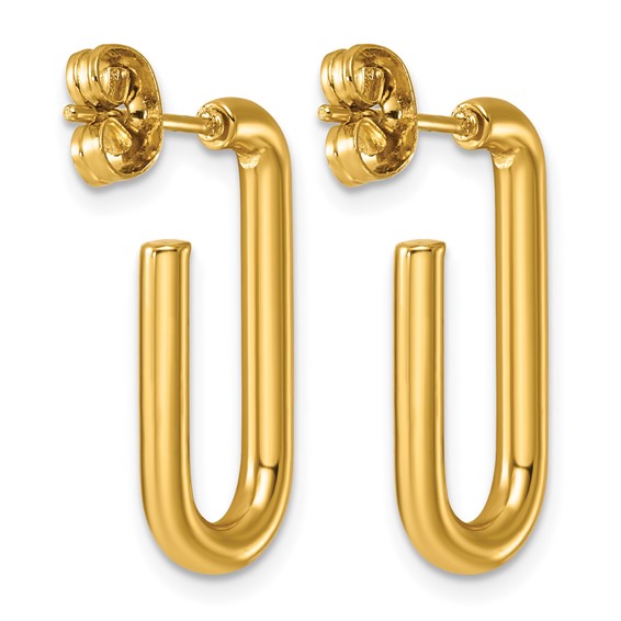 Stainless Steel Yellow Tube Oval J-Hoop Earrings