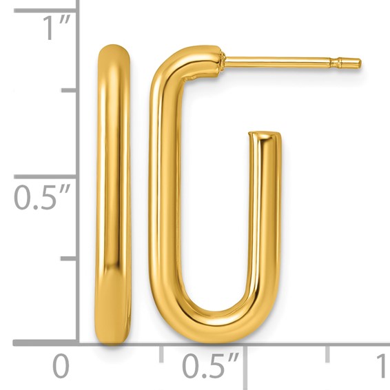 Stainless Steel Yellow Tube Oval J-Hoop Earrings