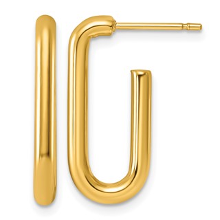 Stainless Steel Yellow Tube Oval J-Hoop Earrings