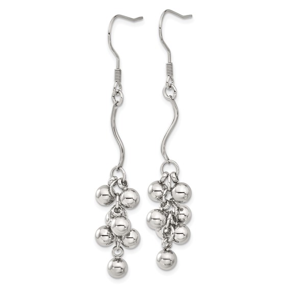Stainless Steel Polished Beads Dangle Earrings
