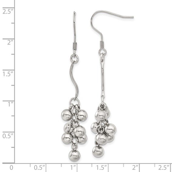 Stainless Steel Polished Beads Dangle Earrings