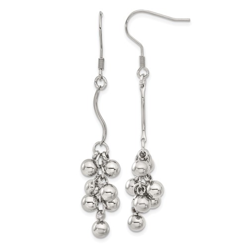 Stainless Steel Polished Beads Dangle Earrings