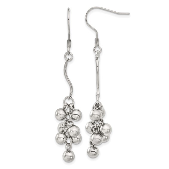 Stainless Steel Polished Beads Dangle Earrings