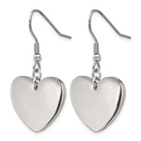Chisel Stainless Steel Polished Heart Dangle Shepherd Hook Earrings view 3
