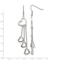 Chisel Stainless Steel Polished Hearts Dangle Shepherd Hook Earrings view 5