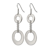 Chisel Stainless Steel Polished Circles Dangle Shepherd Hook Earrings view 3