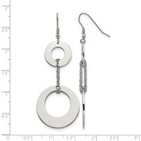 Chisel Stainless Steel Polished Circles Dangle Shepherd Hook Earrings view 5