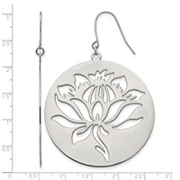 Chisel Stainless Steel Polished Flower Cut Out Dangle Shepherd Hook Earrings view 5