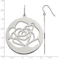 Stainless Steel Polished Rose Cut Out Dangle Shepherd Hook Earrings view 5
