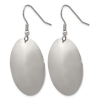 Chisel Stainless Steel Polished Disc Dangle Shepherd Hook Earrings view 3