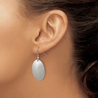 Chisel Stainless Steel Polished Disc Dangle Shepherd Hook Earrings view 4