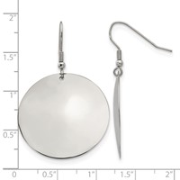 Chisel Stainless Steel Polished Disc Dangle Shepherd Hook Earrings view 5