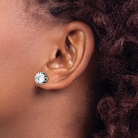 Chisel Stainless Steel Antiqued and Polished Round CZ Post Earrings view 4