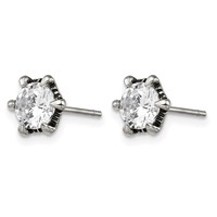 Chisel Stainless Steel Antiqued and Polished CZ Post Earrings view 3