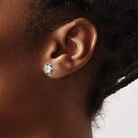 Chisel Stainless Steel Antiqued and Polished CZ Post Earrings view 4