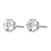 Chisel Stainless Steel Polished 7mm Round CZ Stud Post Earrings view 3