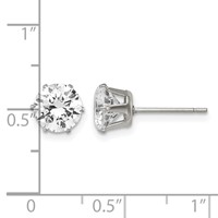 Chisel Stainless Steel Polished 7mm Round CZ Stud Post Earrings view 5
