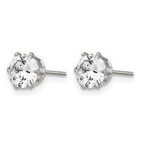 Chisel Stainless Steel Polished 6mm Round CZ Stud Post Earrings view 3