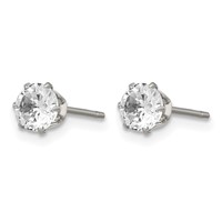 Chisel Stainless Steel Polished 5mm Round CZ Stud Post Earrings view 3