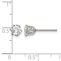Chisel Stainless Steel Polished 5mm Round CZ Stud Post Earrings view 5
