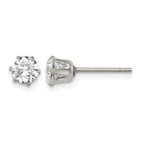 Chisel Stainless Steel Polished 5mm Round CZ Stud Post Earrings view 1
