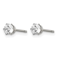 Chisel Stainless Steel Polished 4mm Round CZ Stud Post Earrings view 3