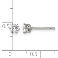 Chisel Stainless Steel Polished 4mm Round CZ Stud Post Earrings view 5