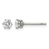 Chisel Stainless Steel Polished 4mm Round CZ Stud Post Earrings view 1