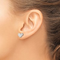 Chisel Stainless Steel Polished Earrings with CZ Heart Post view 4