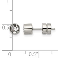 Chisel Stainless Steel Polished CZ Bezel Post Earrings view 5