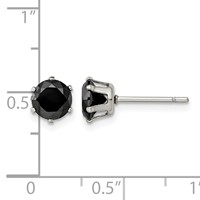 Chisel Stainless Steel Polished 6mm Black Round CZ Stud Post Earrings view 5