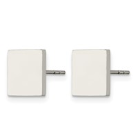 Chisel Stainless Steel Polished Square Post Earrings view 3
