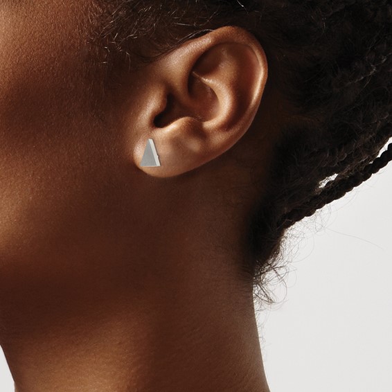 Chisel Stainless Steel Brushed Triangle Post Earrings