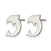 Chisel Stainless Steel Polished Dolphin Post Earrings view 3