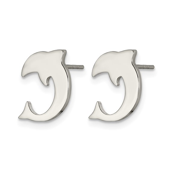 Chisel stainless Steel Polished Dolphin Post Earrings